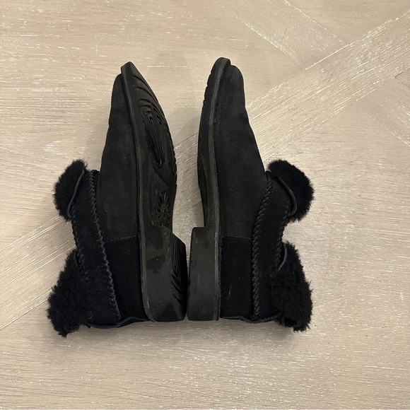 UGG Black Ankle Boots with Furry Pom-Pom - Picture 9 of 10